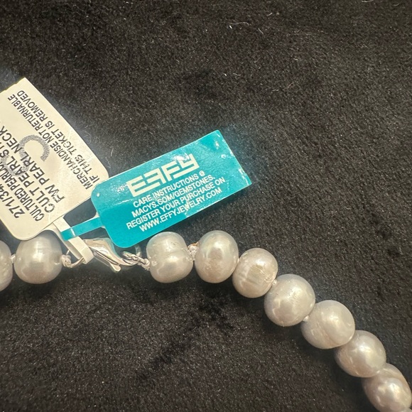 Gray Cultured Freshwater Pearl (7mm) 18" necklace set in sterling silver - Picture 3 of 5